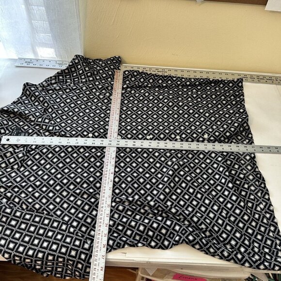 Shaquille O'Neil Mens Black & White Geometric Short Sleeve Collared Shirt Top 3X - Picture 3 of 10